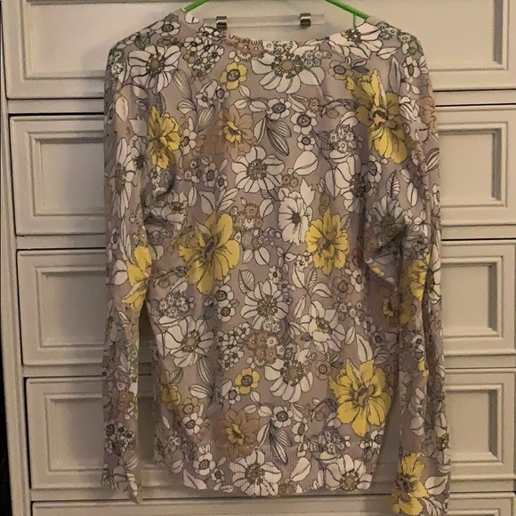 Beige and Yellow Floral Print Button Up Cardigan - Picture 2 of 4